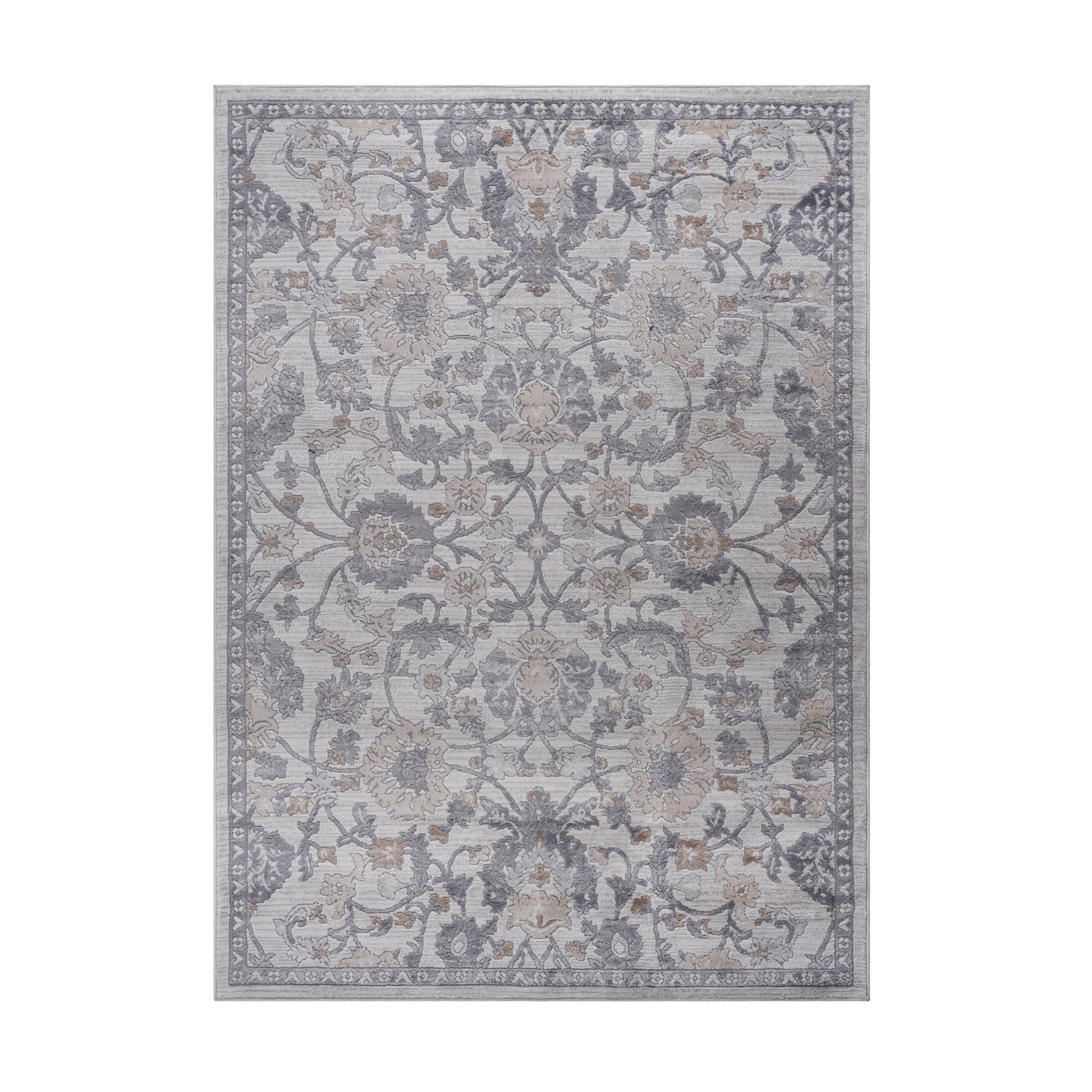 Pale grey rug with distressed floral Persian pattern xcm size for living room