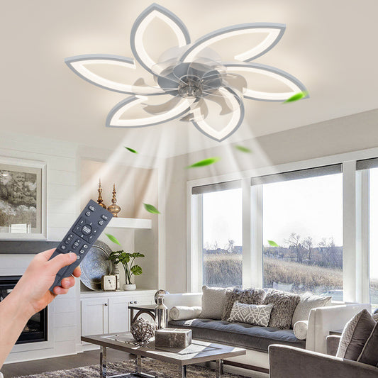 Modern flowershaped ceiling fan with LED light remote controlled for living room