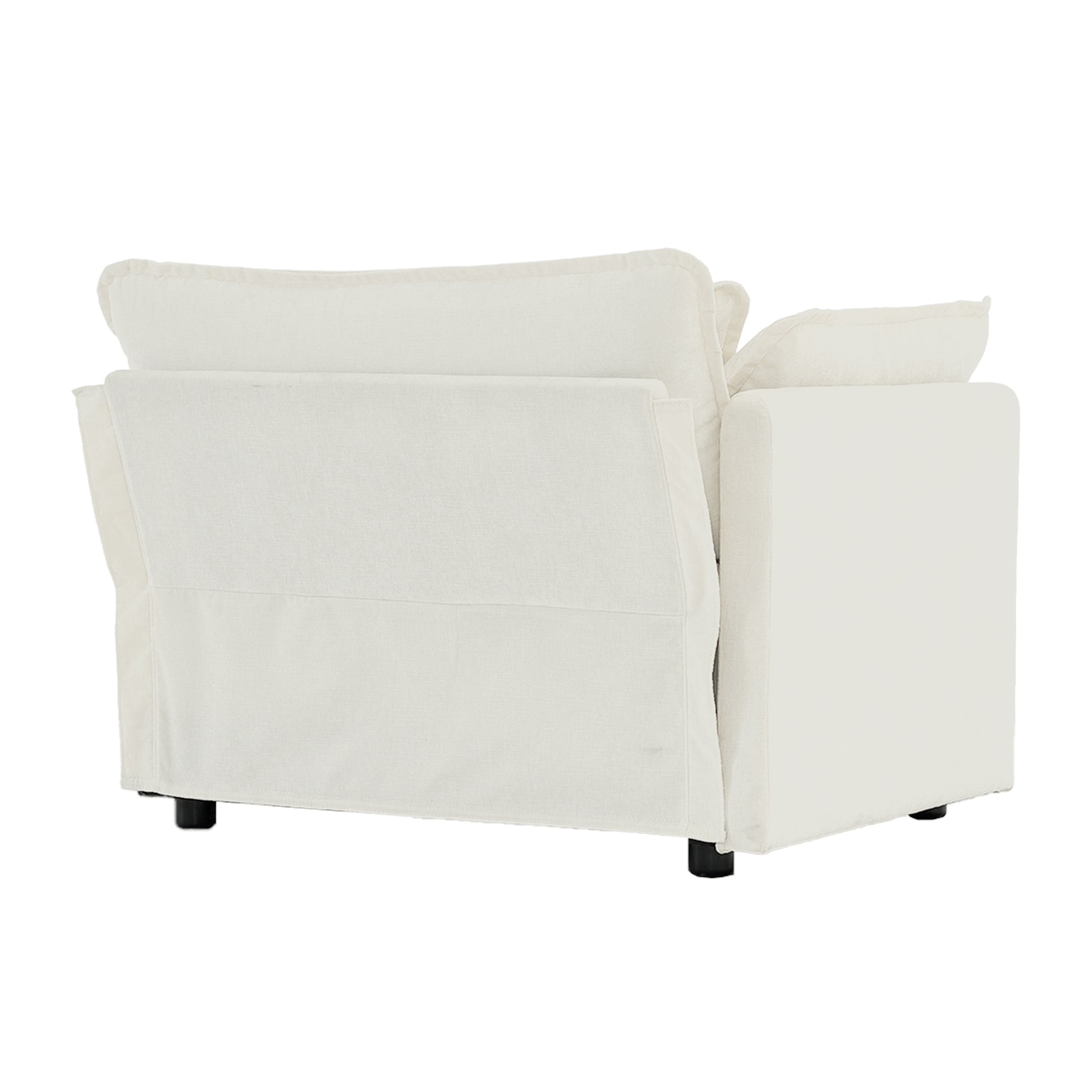 Cream linen armchair plush cushions modern design comfortable accent chair