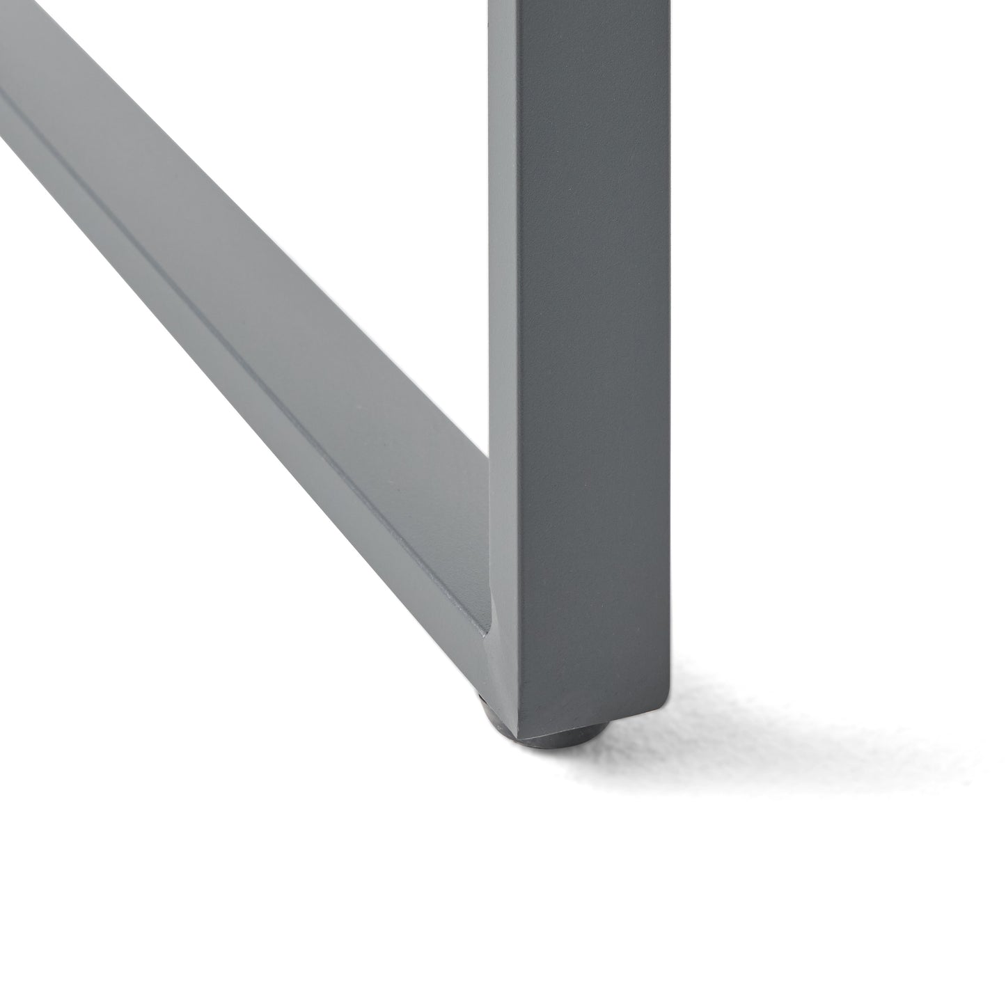 Matte gray metal table leg with black foot industrial style