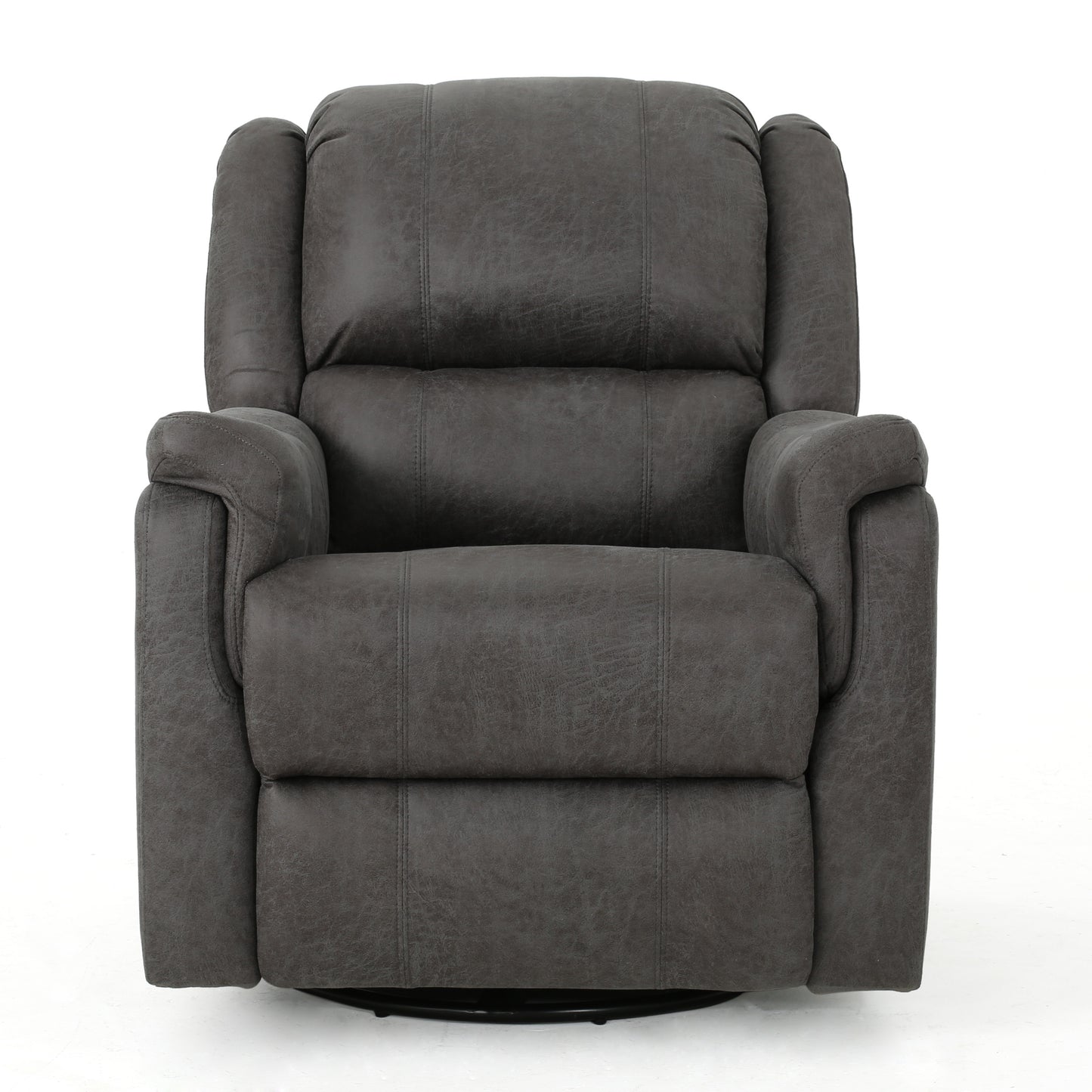 Modern grey faux leather recliner chair with padded arms and headrest for ultimate comfort