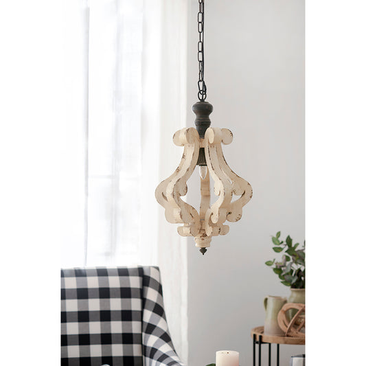Distressed white wood chandelier with black metal accents farmhouse style lighting