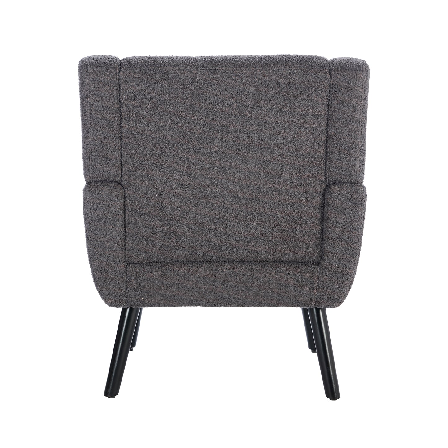 Dark gray boucle accent chair with tapered black legs modern armchair for living room