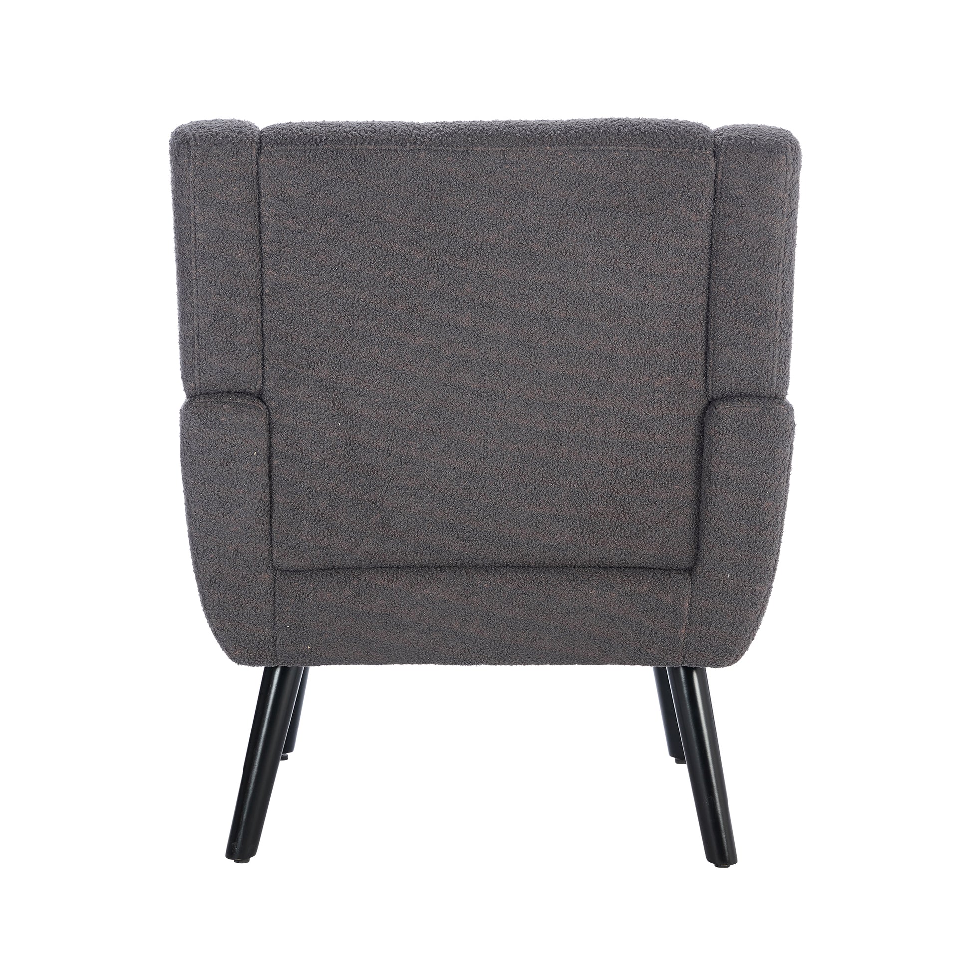 Dark gray boucle accent chair with tapered black legs modern armchair for living room
