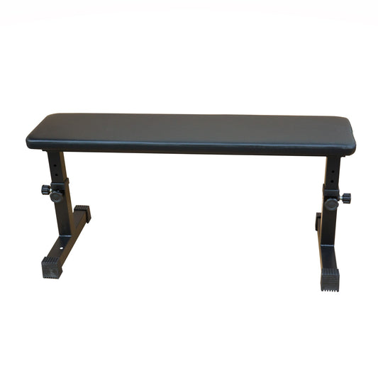 Adjustable black workout bench with padded seat and sturdy steel frame