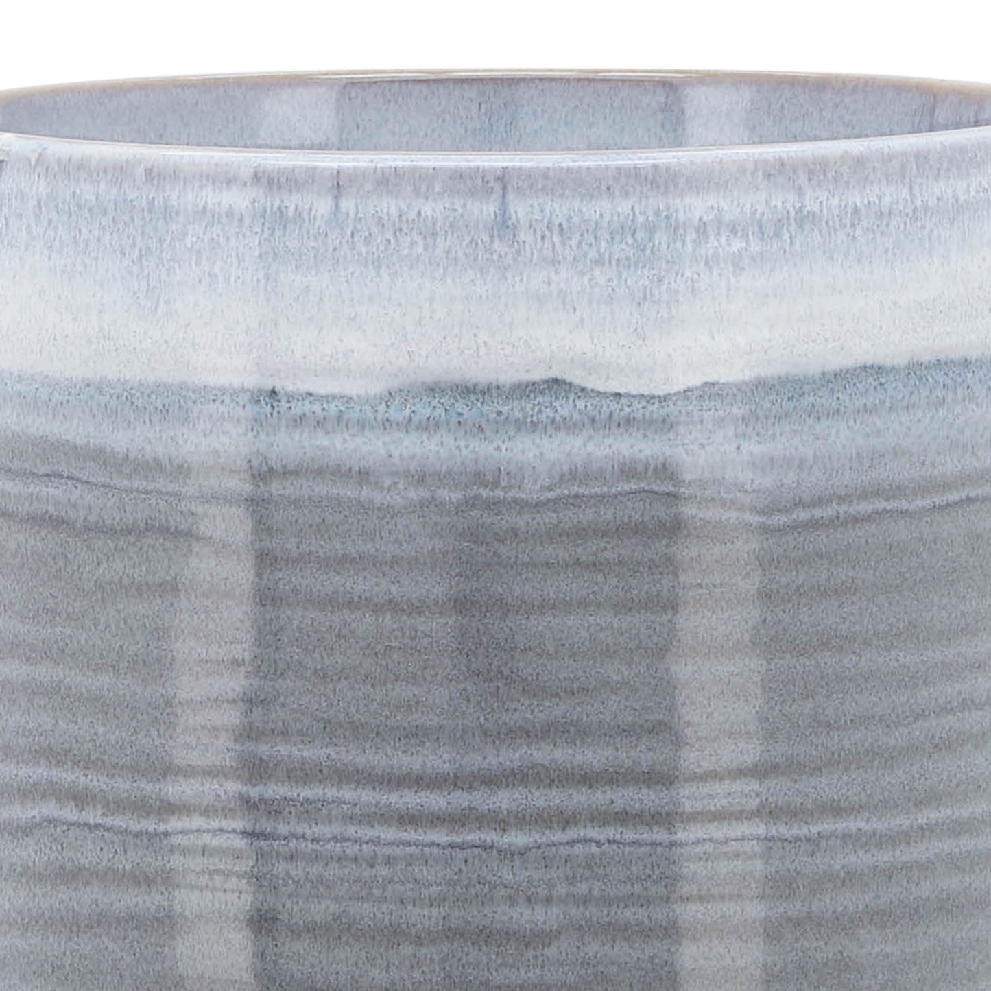 Hexagonal ceramic planter with a subtle ombre glaze in shades of grey and white