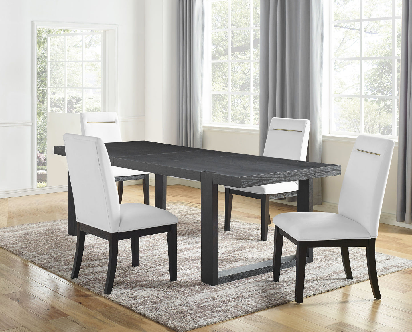TREATLIFE HOME 5 Piece Dining Set with Extendable Table and Stain-Resistant Chairs, White & Dark Brown Finish