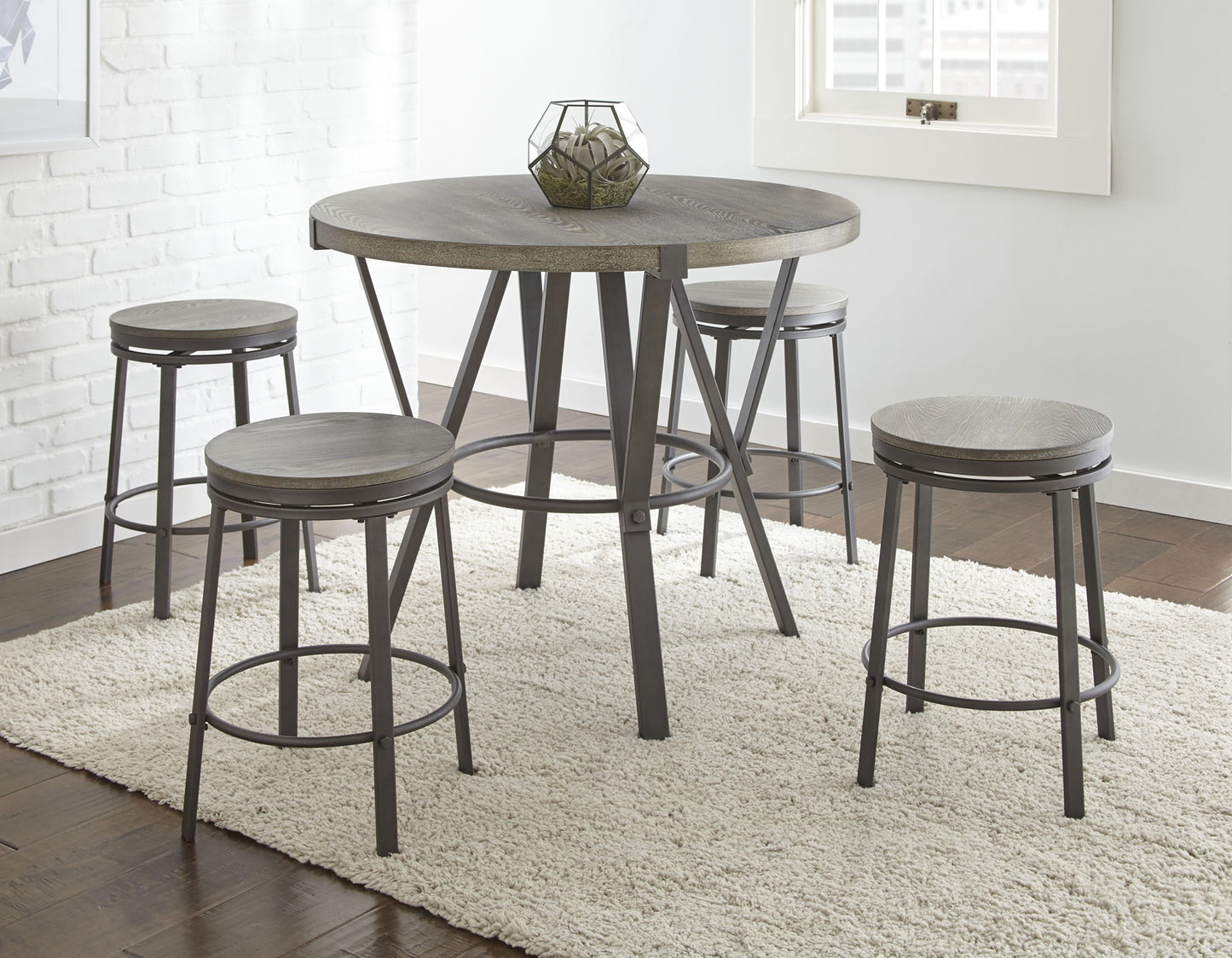 TREATLIFE HOME 5 Piece Dining Set in Black with Swivel Counter Stools and Counter Table, Contemporary Design for Kitchen or Dining Room