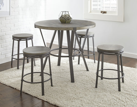 TREATLIFE HOME 5 Piece Dining Set in Black with Swivel Counter Stools and Counter Table, Contemporary Design for Kitchen or Dining Room