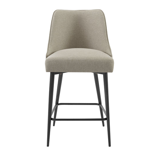 TREATLIFE HOME Counter Chair Set of 2 with Easy Clean Fabric and Iron Legs, Mid-Century Design, Khaki