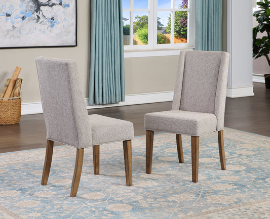 TREATLIFE HOME Upholstered Chair Set of 2 Rustic Wood Design Comfort Seating Dark Brown