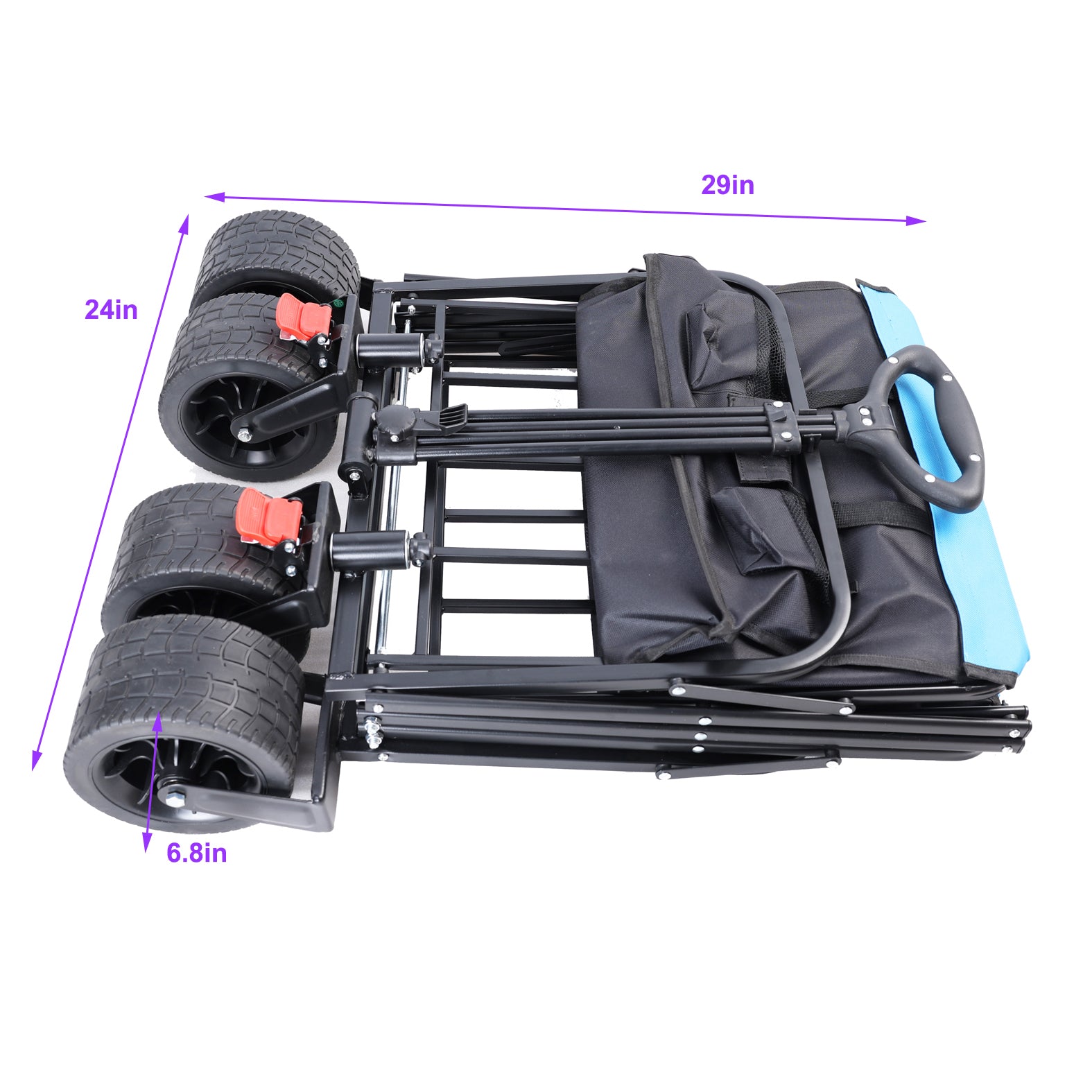 Black folding wagon with large wheels ideal for outdoor activities and hauling gear
