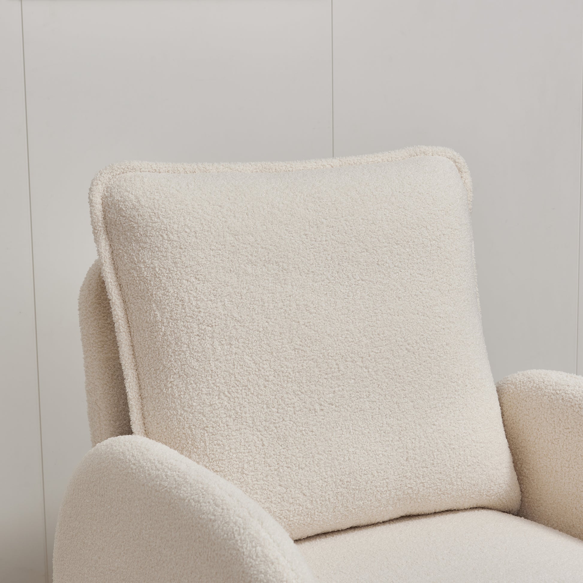 Cozy cream boucle accent chair with plush lumbar pillow for comfortable seating