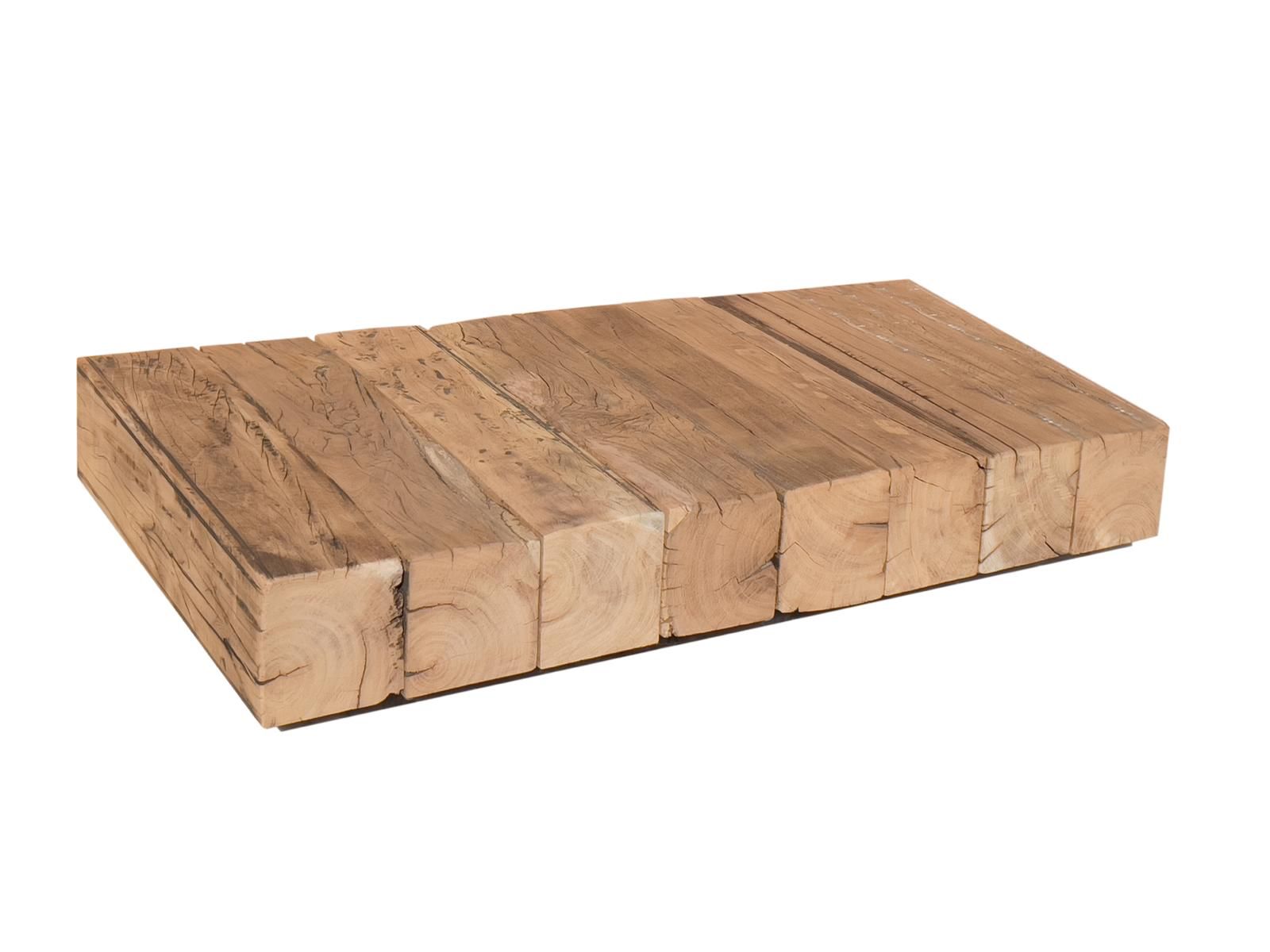Rustic reclaimed wood coffee table showcasing natural grain and texture