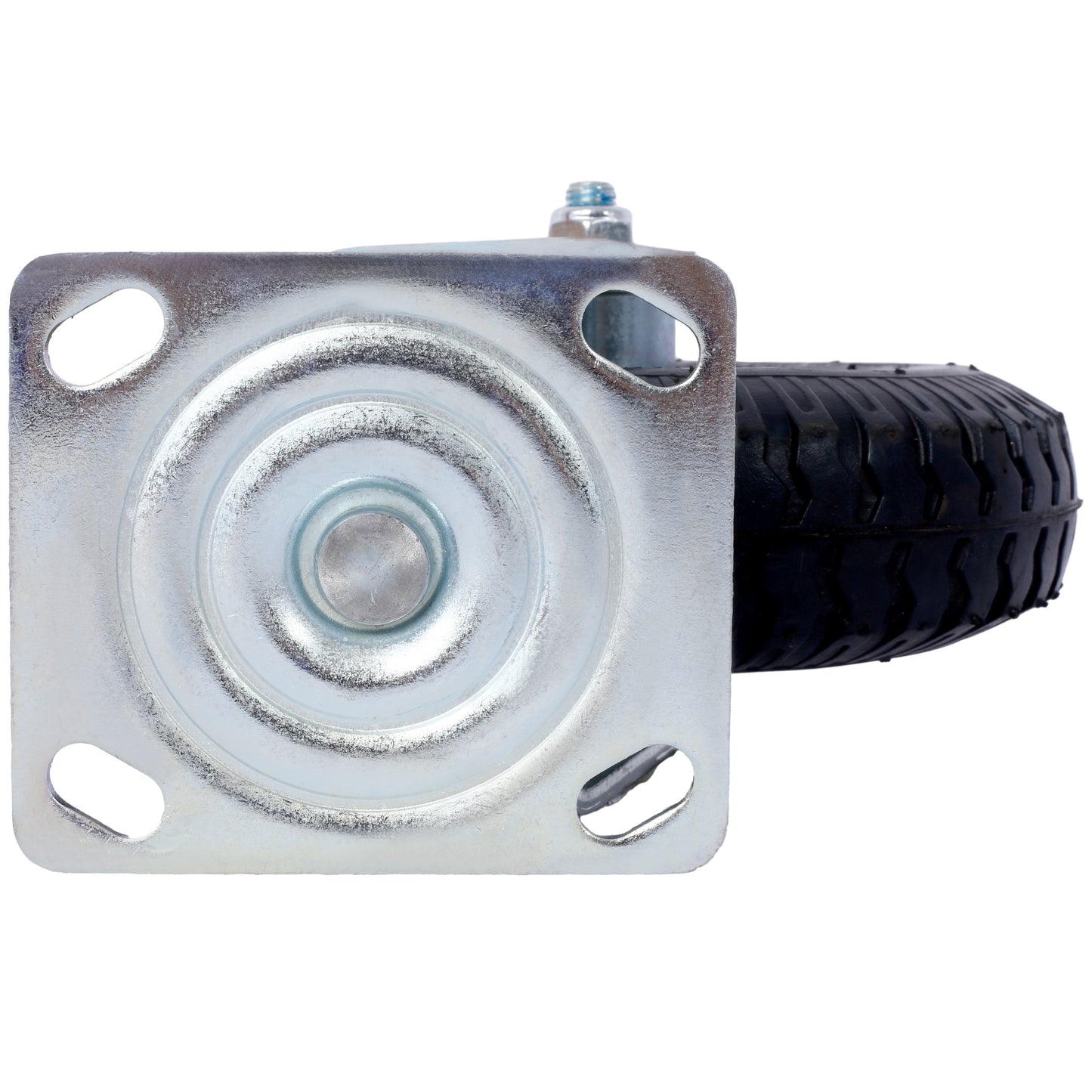 Heavy duty caster wheel with swivel plate and black rubber tire