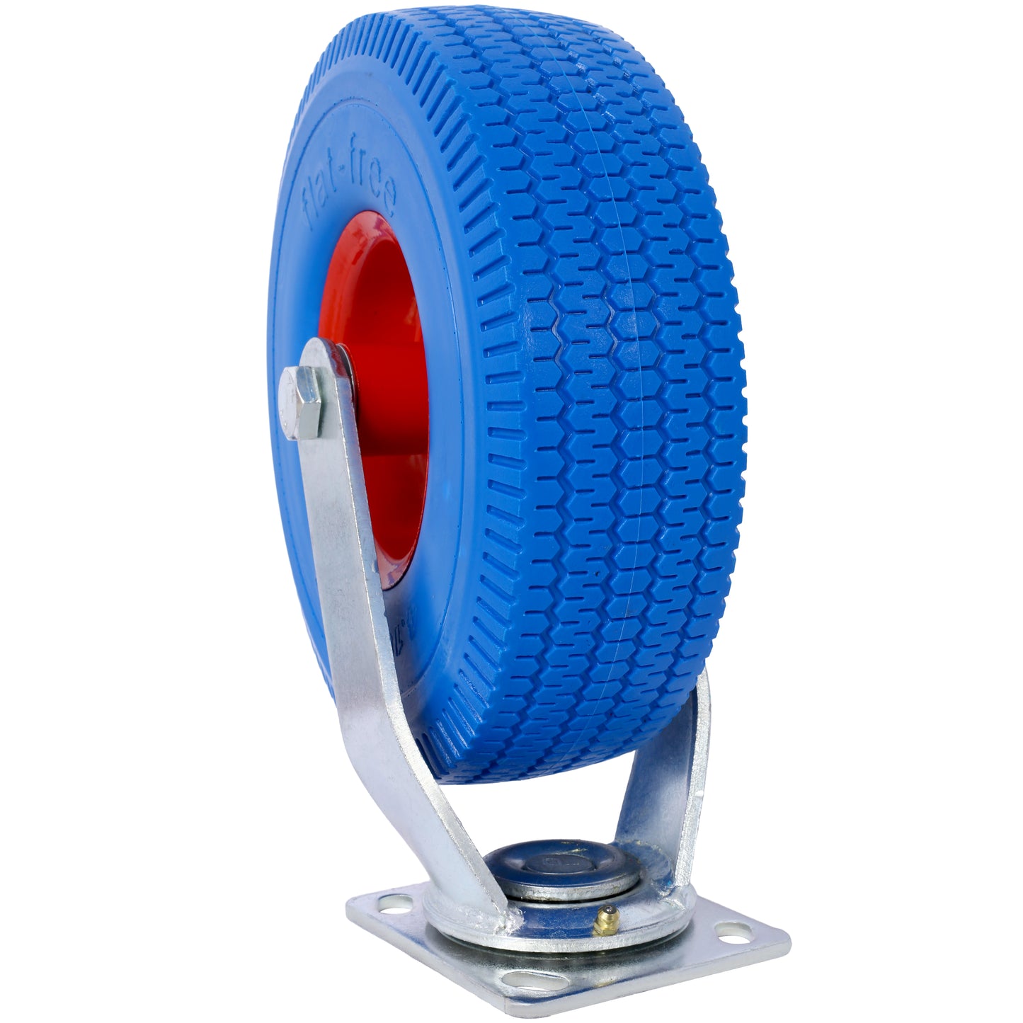 Blue pneumatic caster wheel with a heavyduty steel swivel bracket