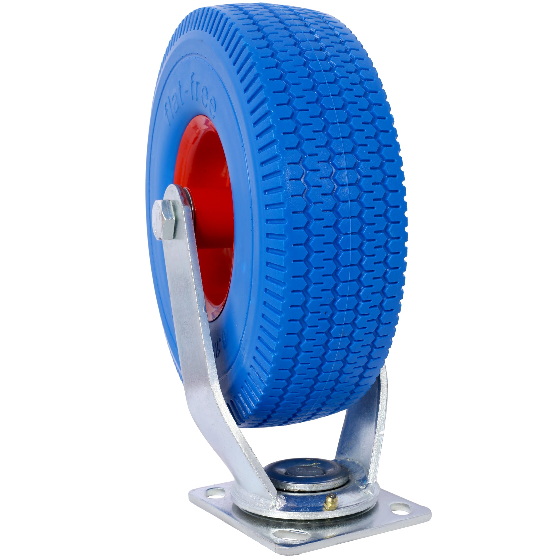 Blue pneumatic caster wheel with a heavyduty steel swivel bracket
