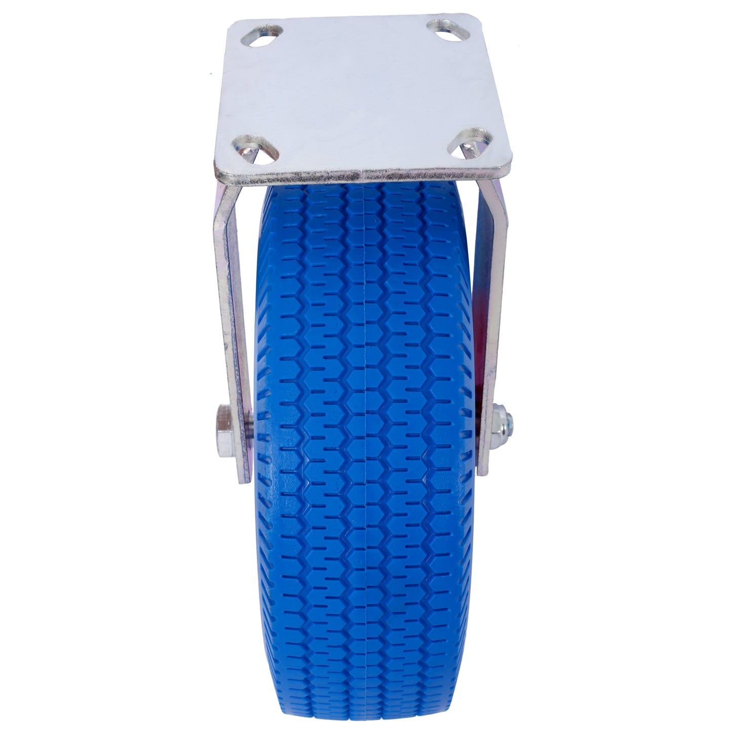 Heavyduty blue polyurethane caster wheel with textured tread for industrial use