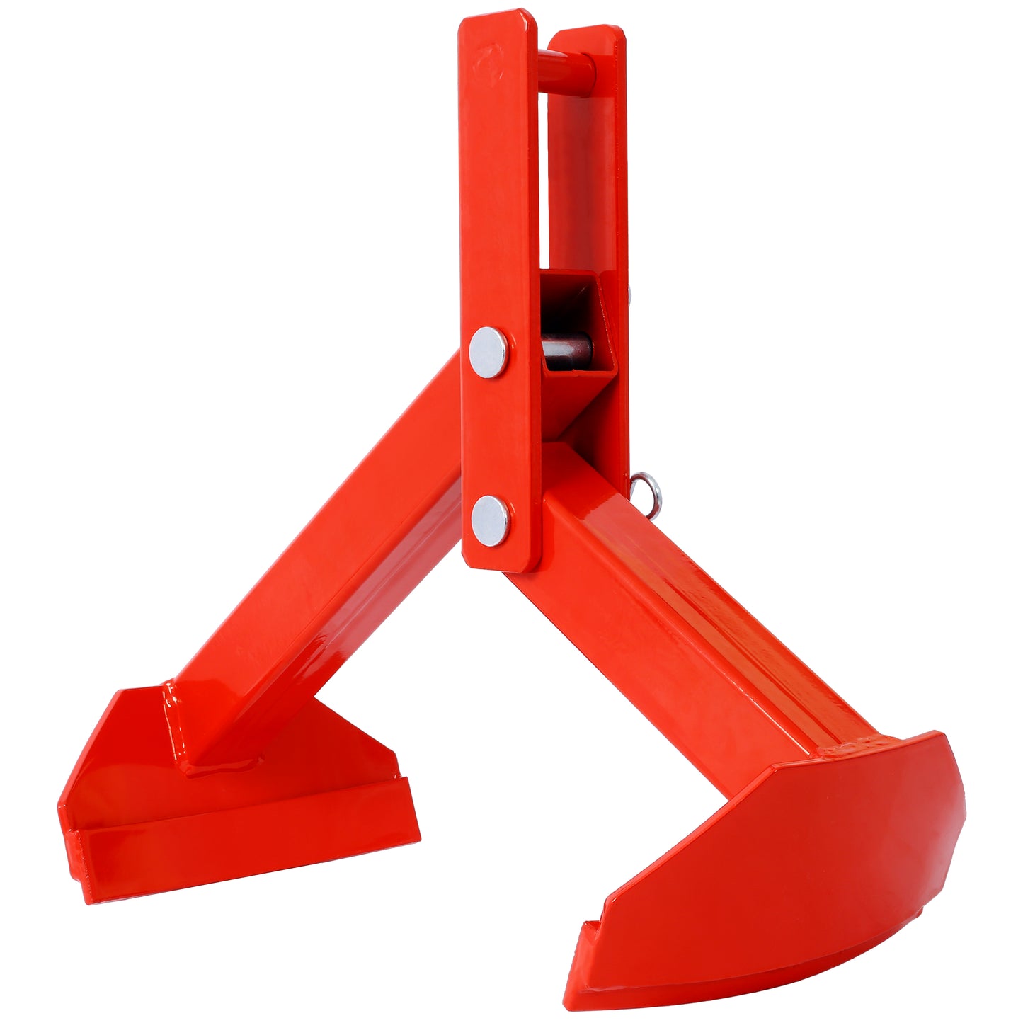 Orange tractor bucket grabber with heavyduty steel construction and clamping jaws