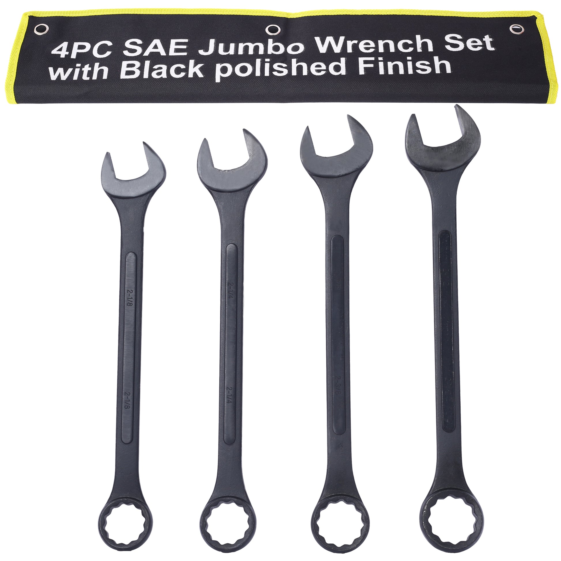 PC SAE jumbo wrench set with black polished finish