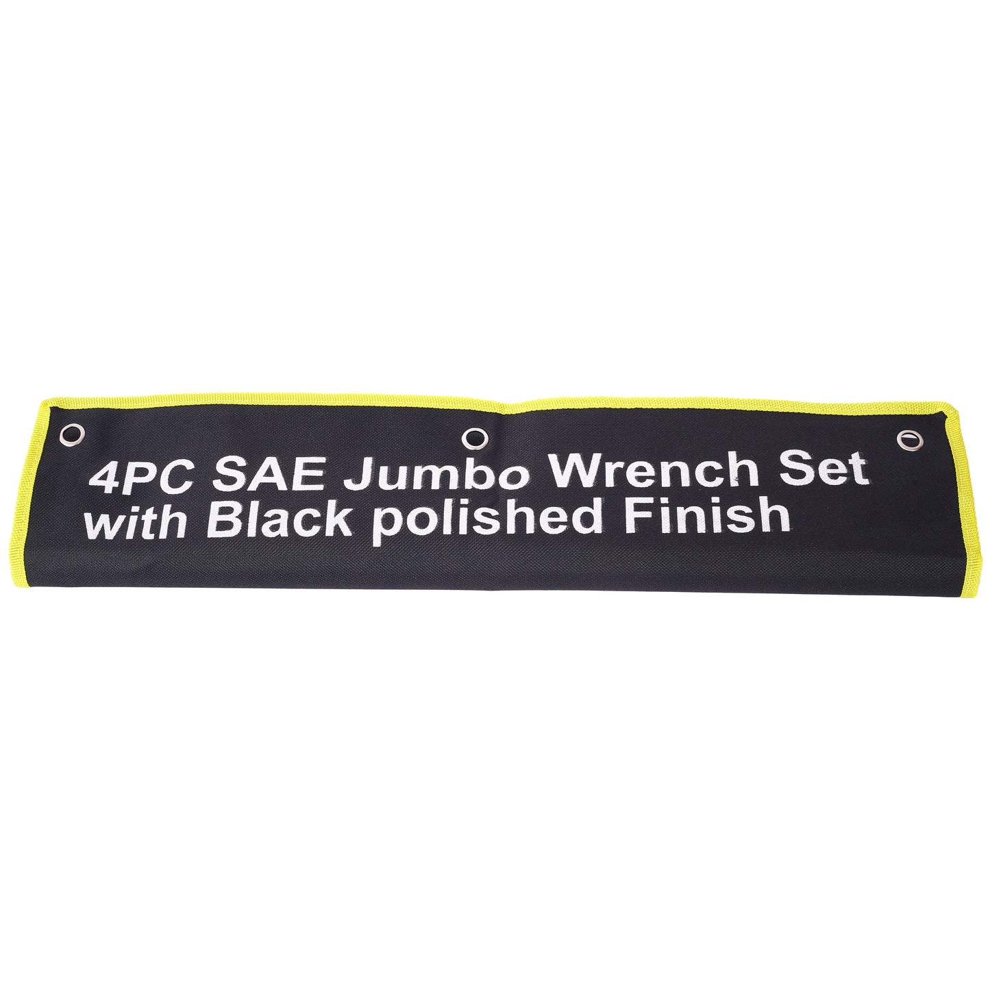 Black fabric storage pouch for a piece SAE jumbo wrench set with polished finish