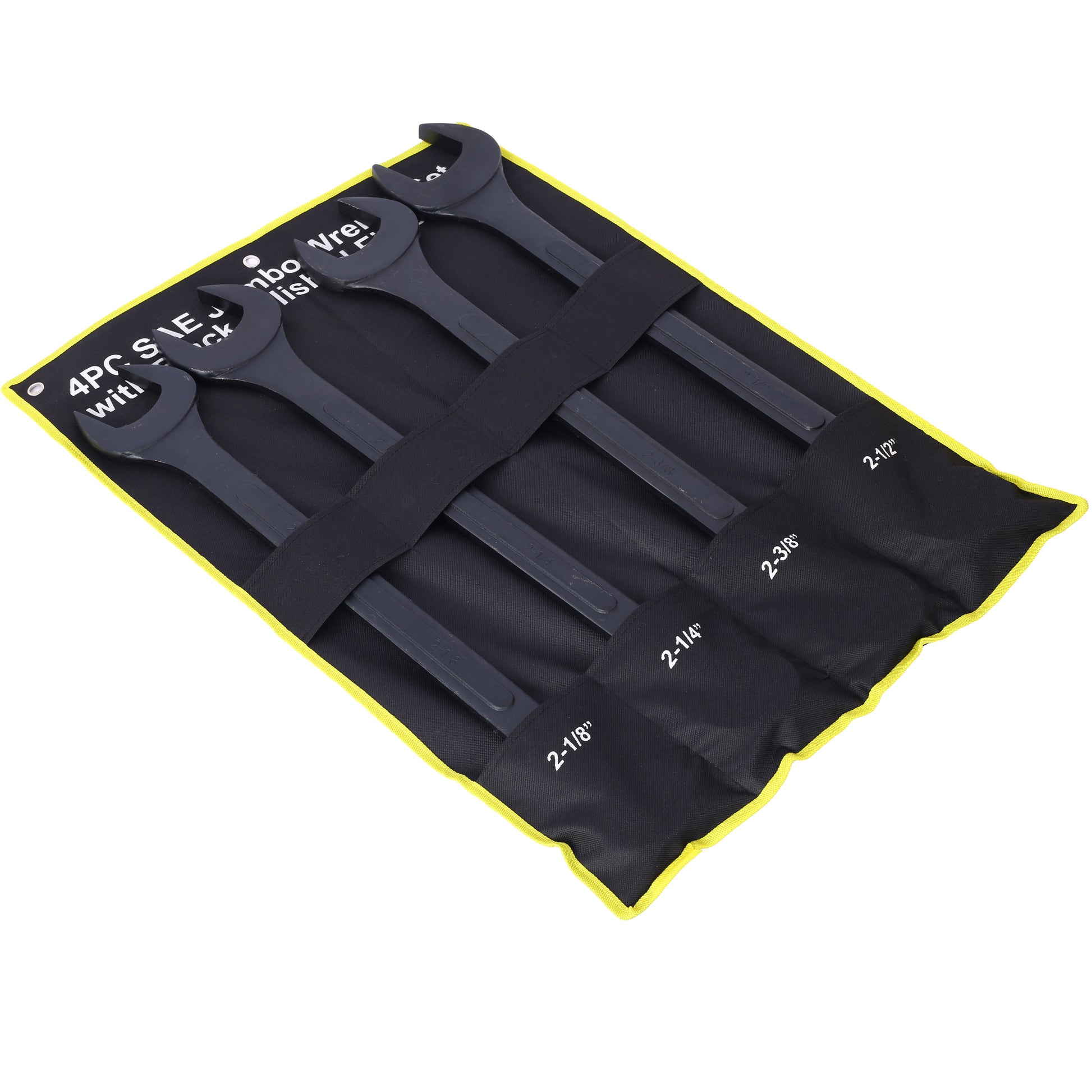 Set of  black combination wrenches  to  in a black rollup pouch