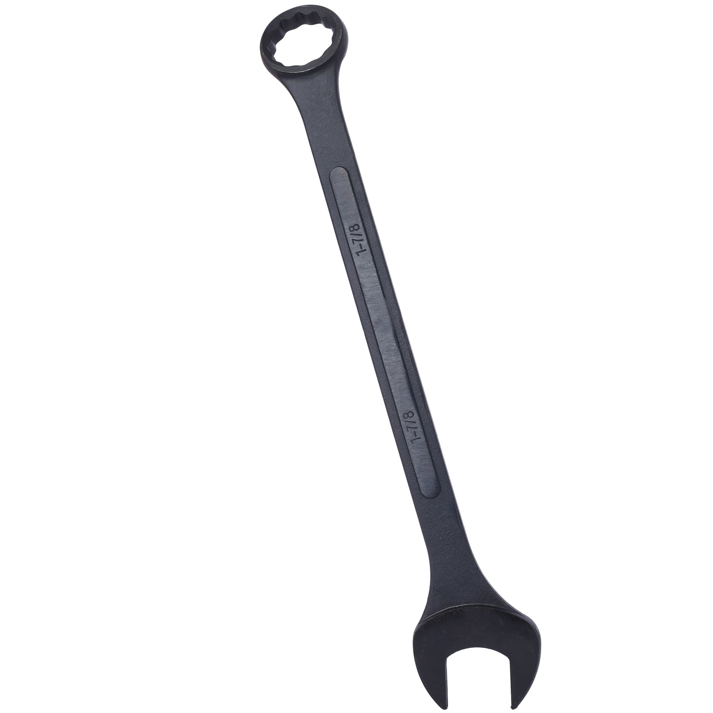 Matte black  inch combination wrench with open and box ends for mechanical tasks