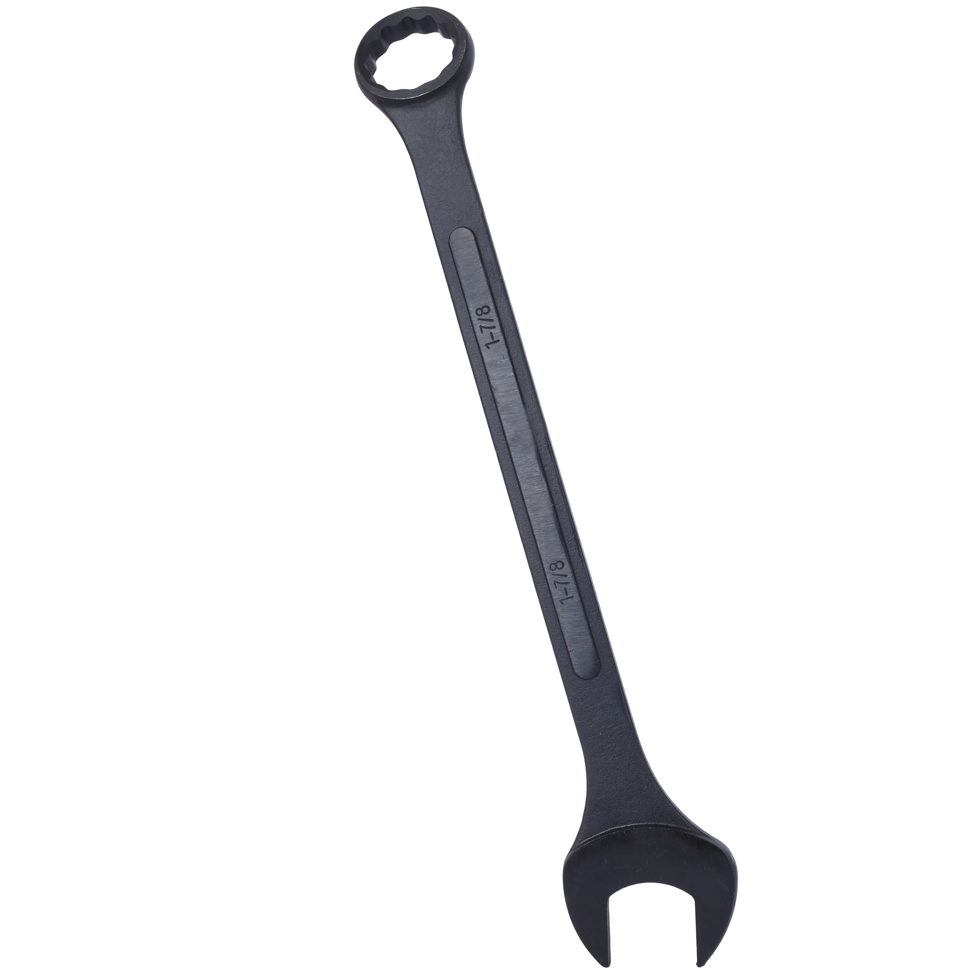 Matte black  inch combination wrench with open and box ends for mechanical tasks