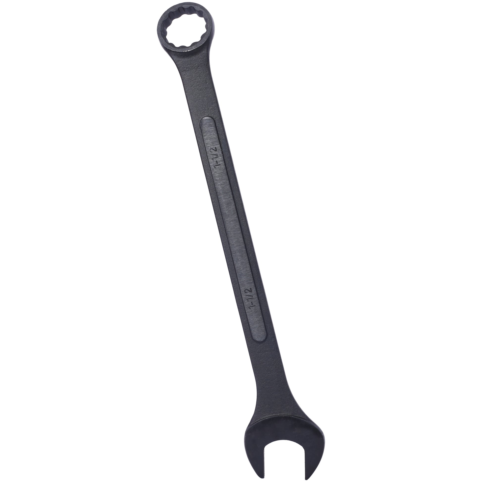 Black steel combination wrench with  inch size for mechanical tasks