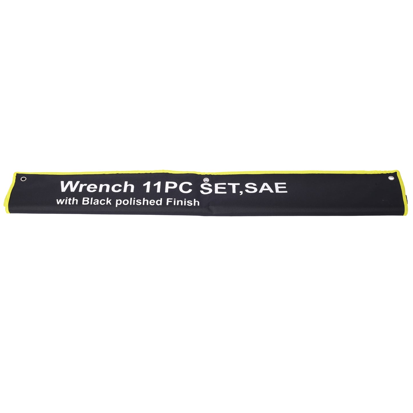 piece SAE wrench set with black polished finish and storage roll
