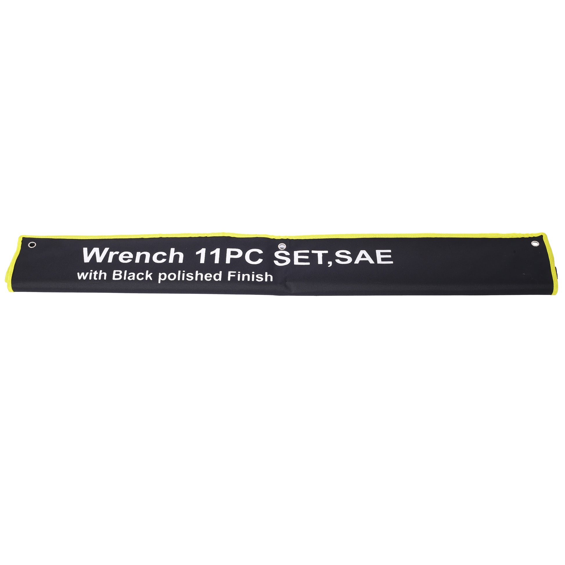 piece SAE wrench set with black polished finish and storage roll