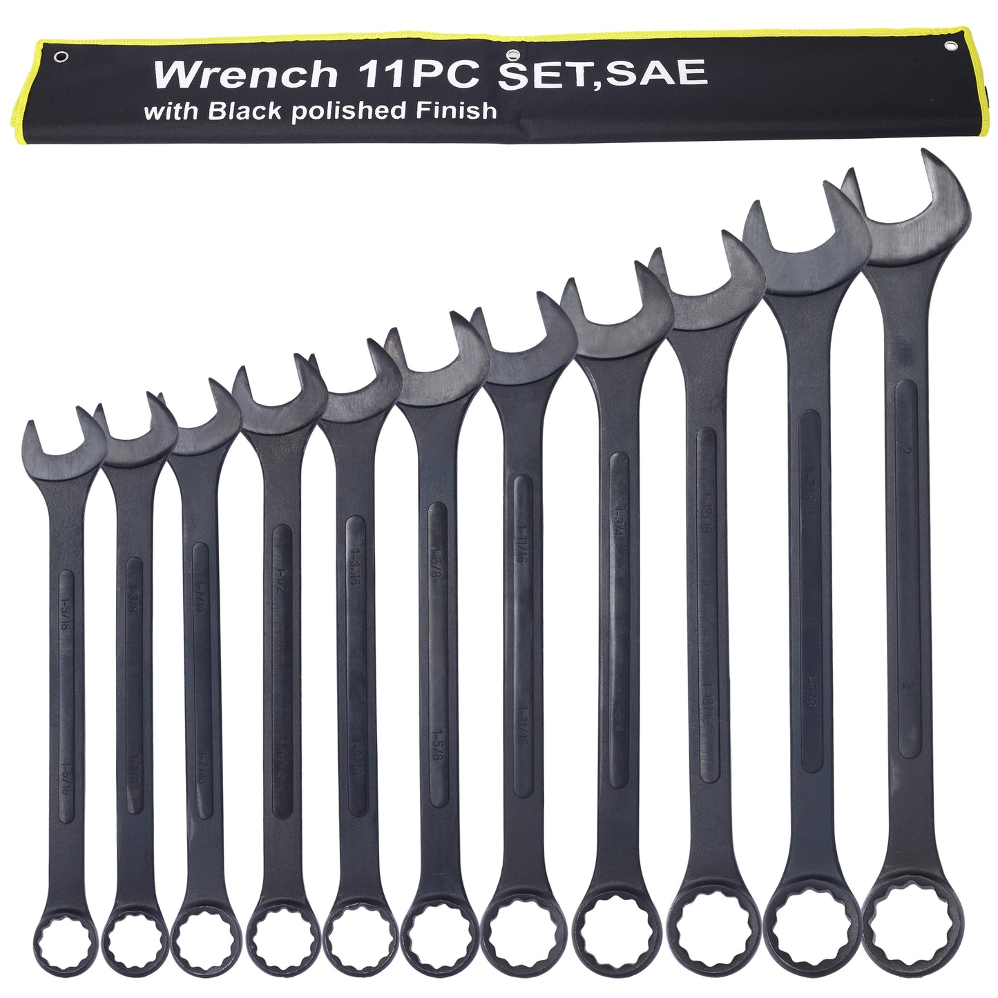 piece SAE wrench set with black polished finish ideal for auto repair