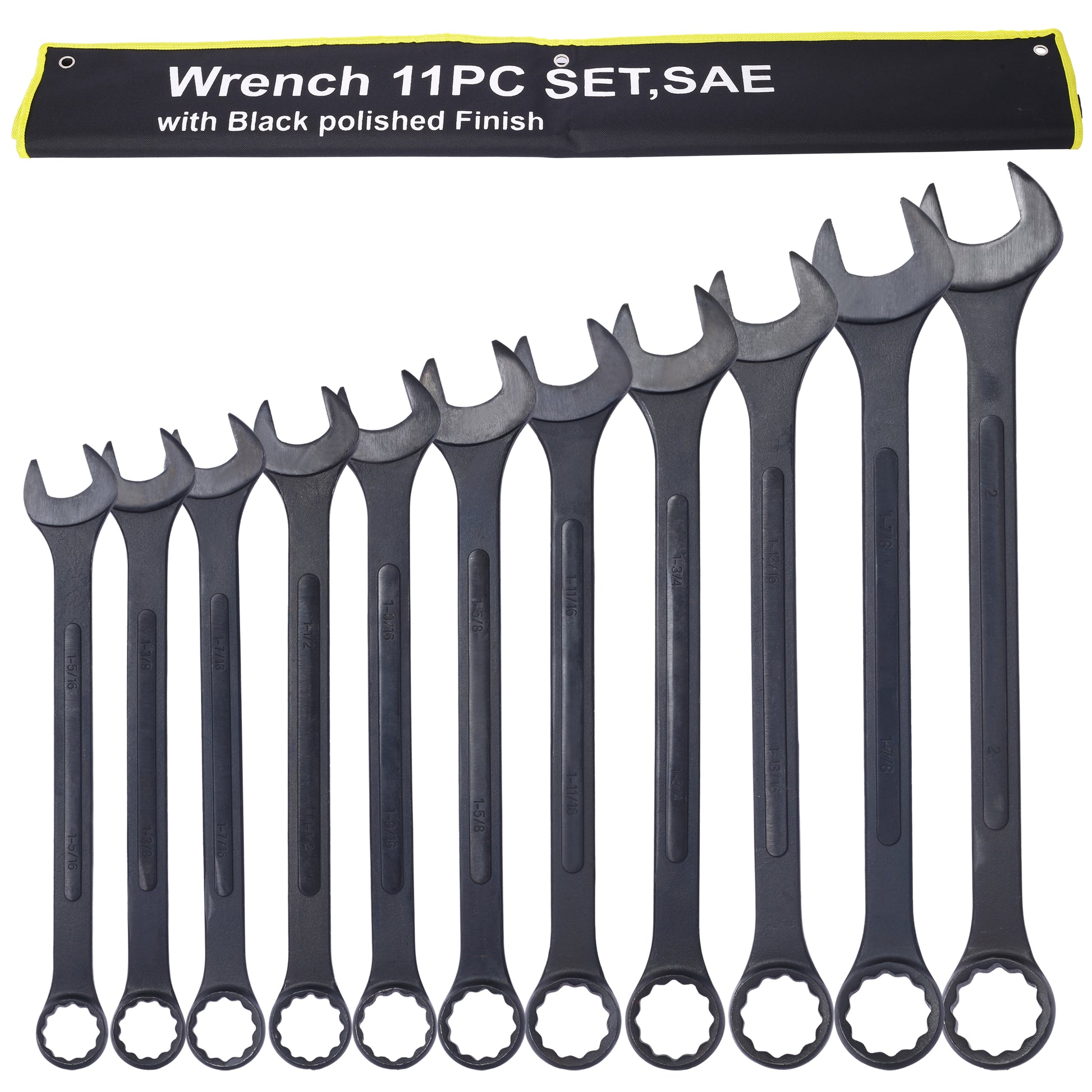 piece SAE wrench set with black polished finish ideal for auto repair