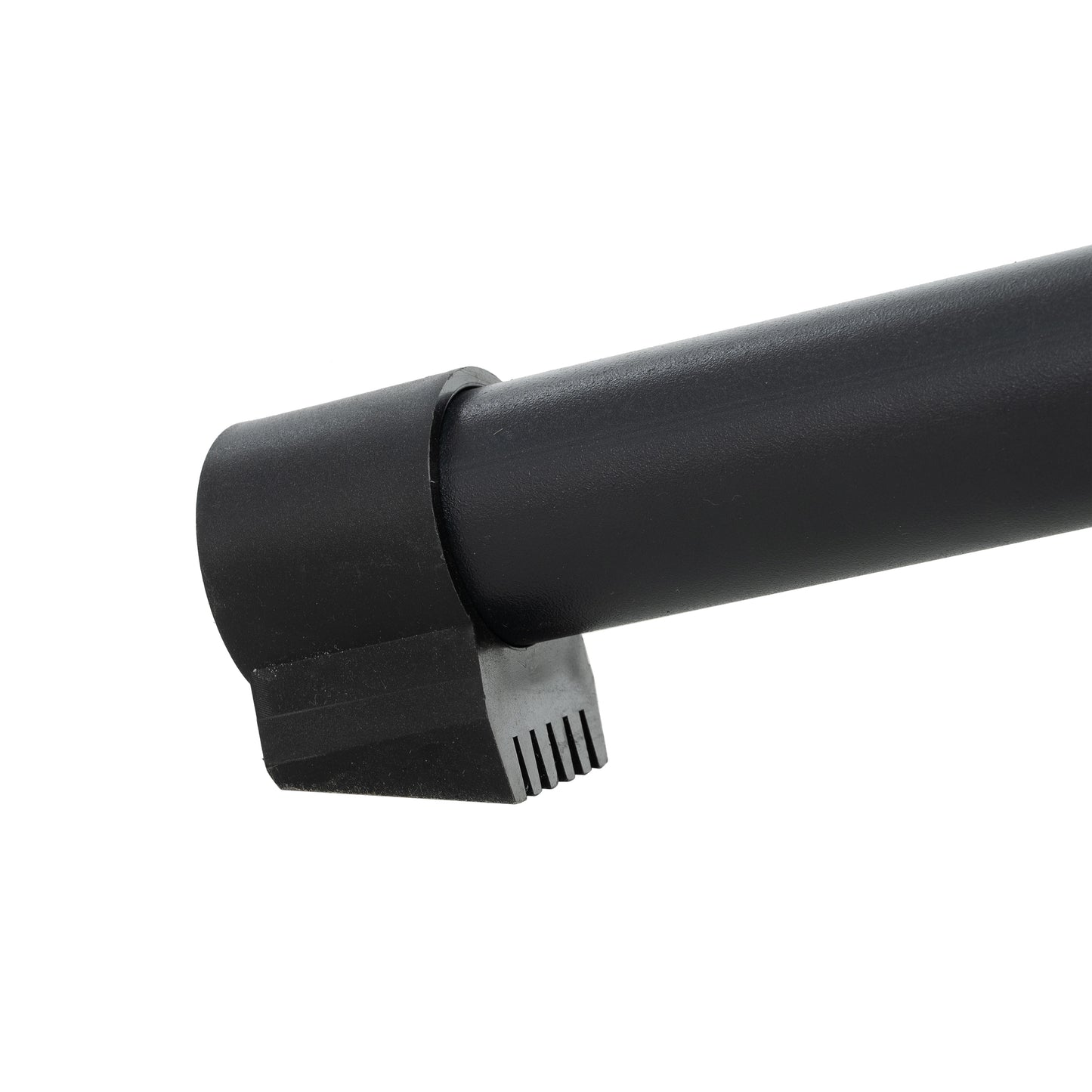 Black matte metal pipe with a textured grip attachment for secure handling during use