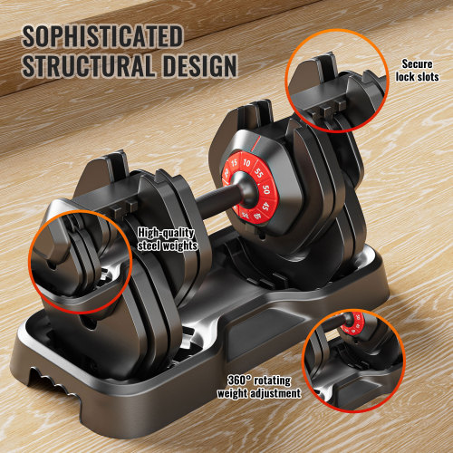 Adjustable dumbbell set with secure lock slots and highquality steel weights