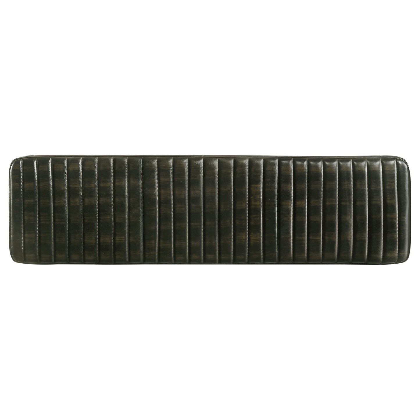 Dark green tufted vegan leather bench with channel stitching for modern seating