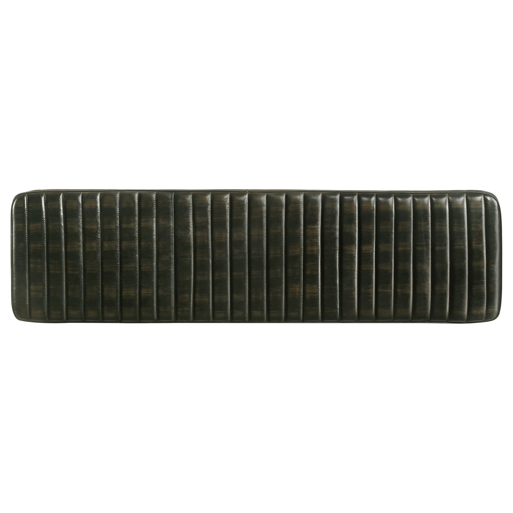 Dark green tufted vegan leather bench with channel stitching for modern seating