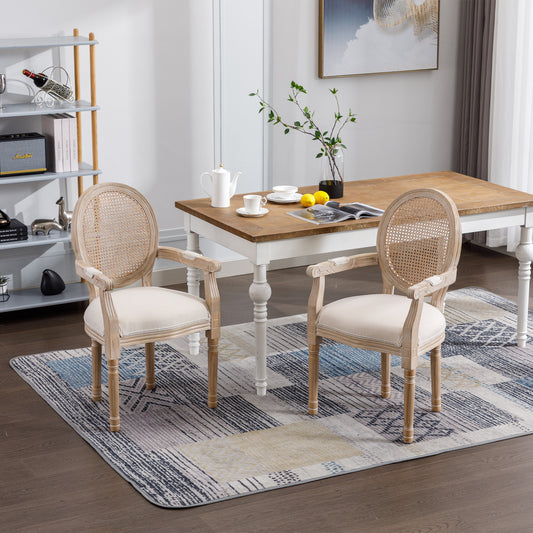 Classic cane back armchair with upholstered seat natural wood finish perfect for dining