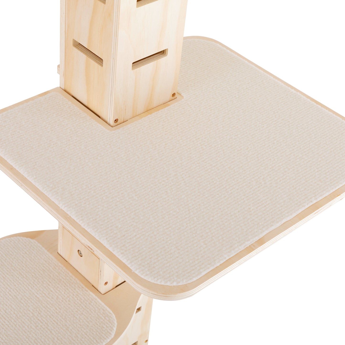 Natural wood cat tree with sisal scratching platform ideal for feline enrichment and play
