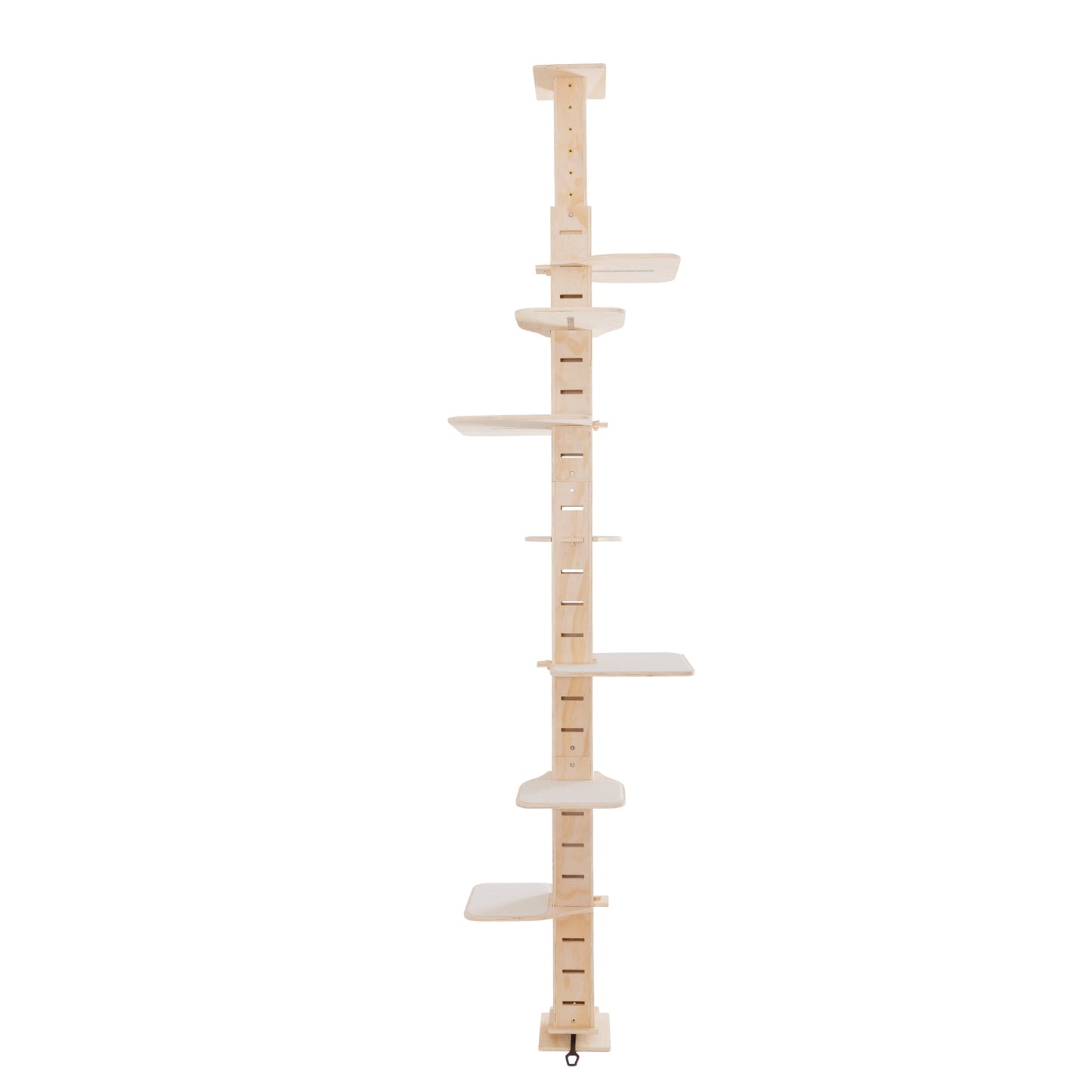 Lightwood cat tree with multiple platforms and adjustable height for climbing and resting