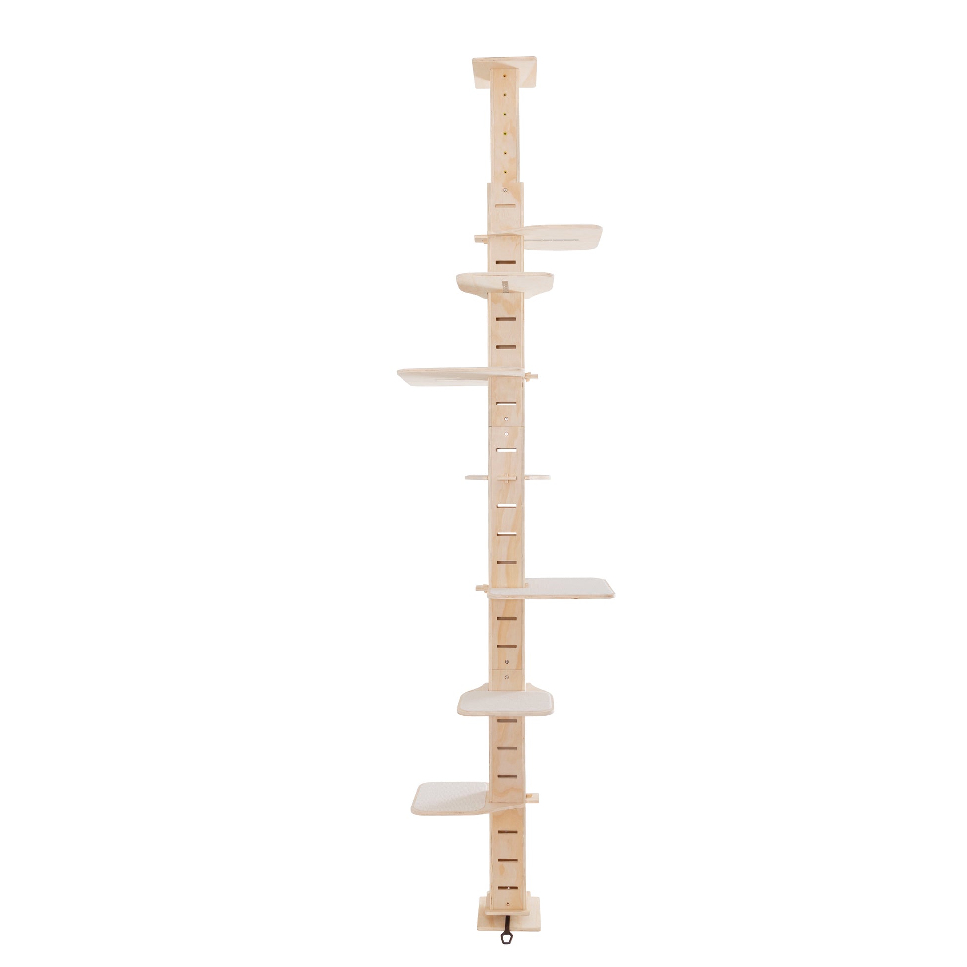 Lightwood cat tree with multiple platforms and adjustable height for climbing and resting