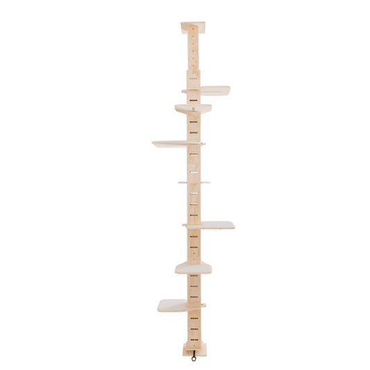 Lightwood cat tree with multiple platforms and adjustable height for climbing and resting