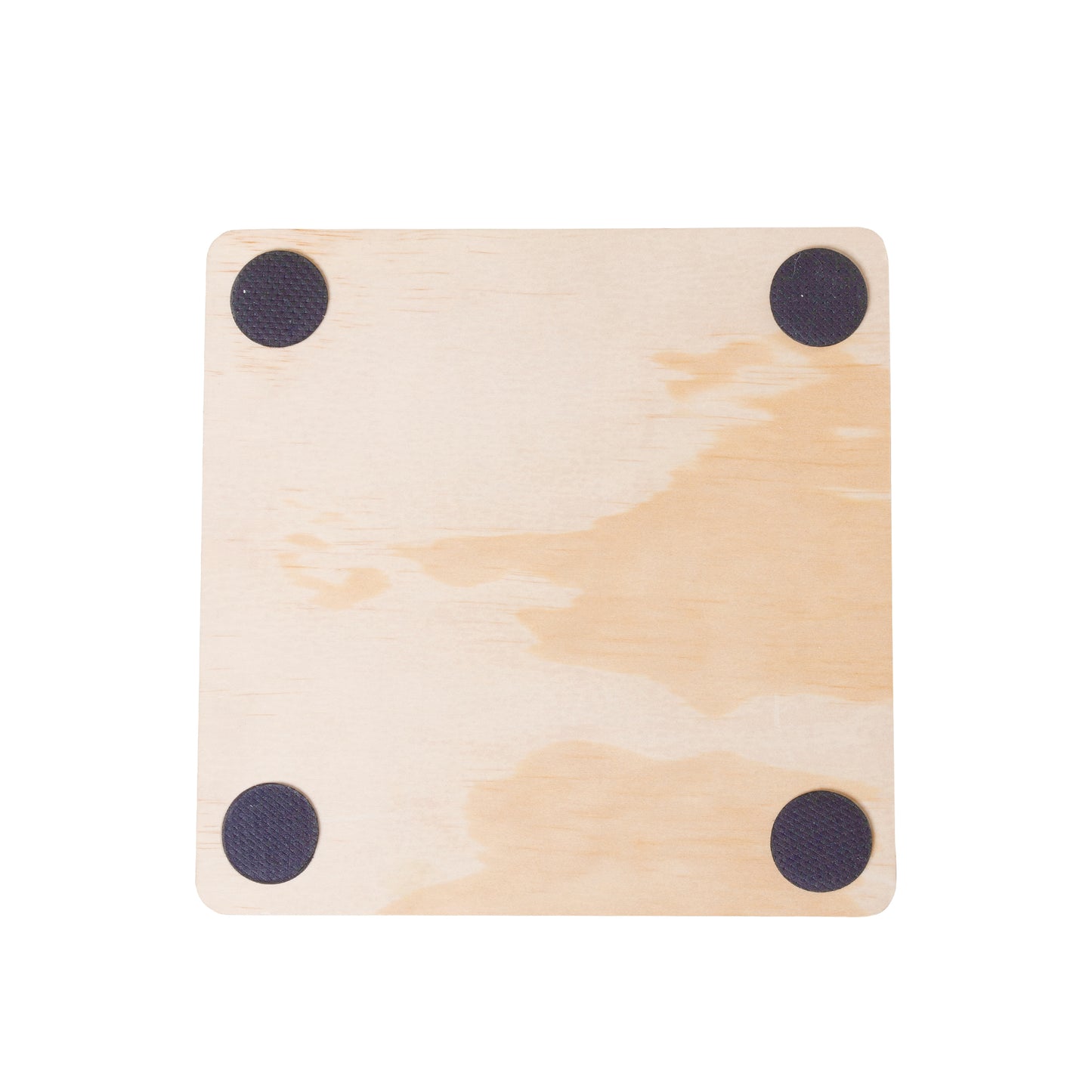 Minimalist wooden coaster with four nonslip rubber feet natural grain finish