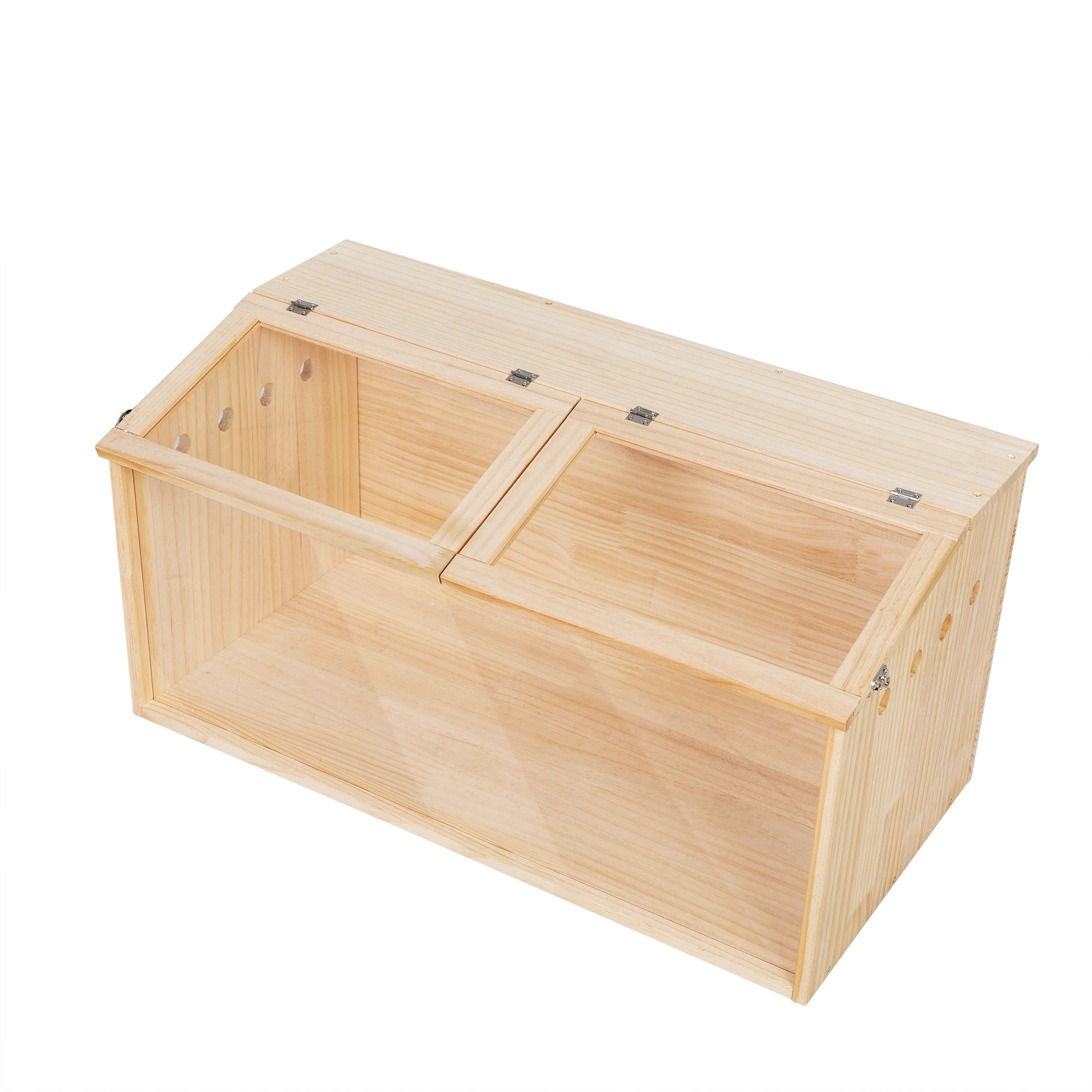 Natural pine wood habitat for small animals with clear viewing panels