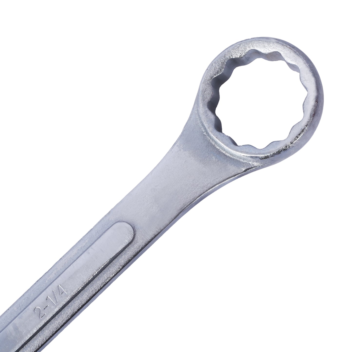 Silver combination wrench with a  inch size engraved on handle