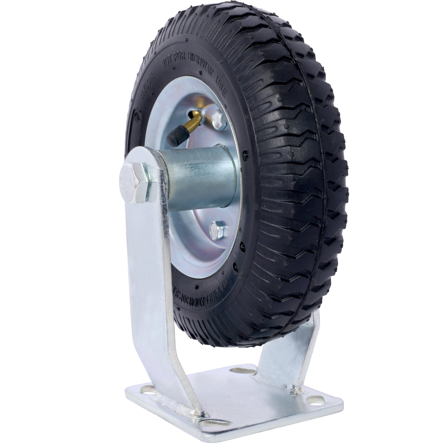 Heavy duty pneumatic caster wheel with deep tread for superior grip and load capacity