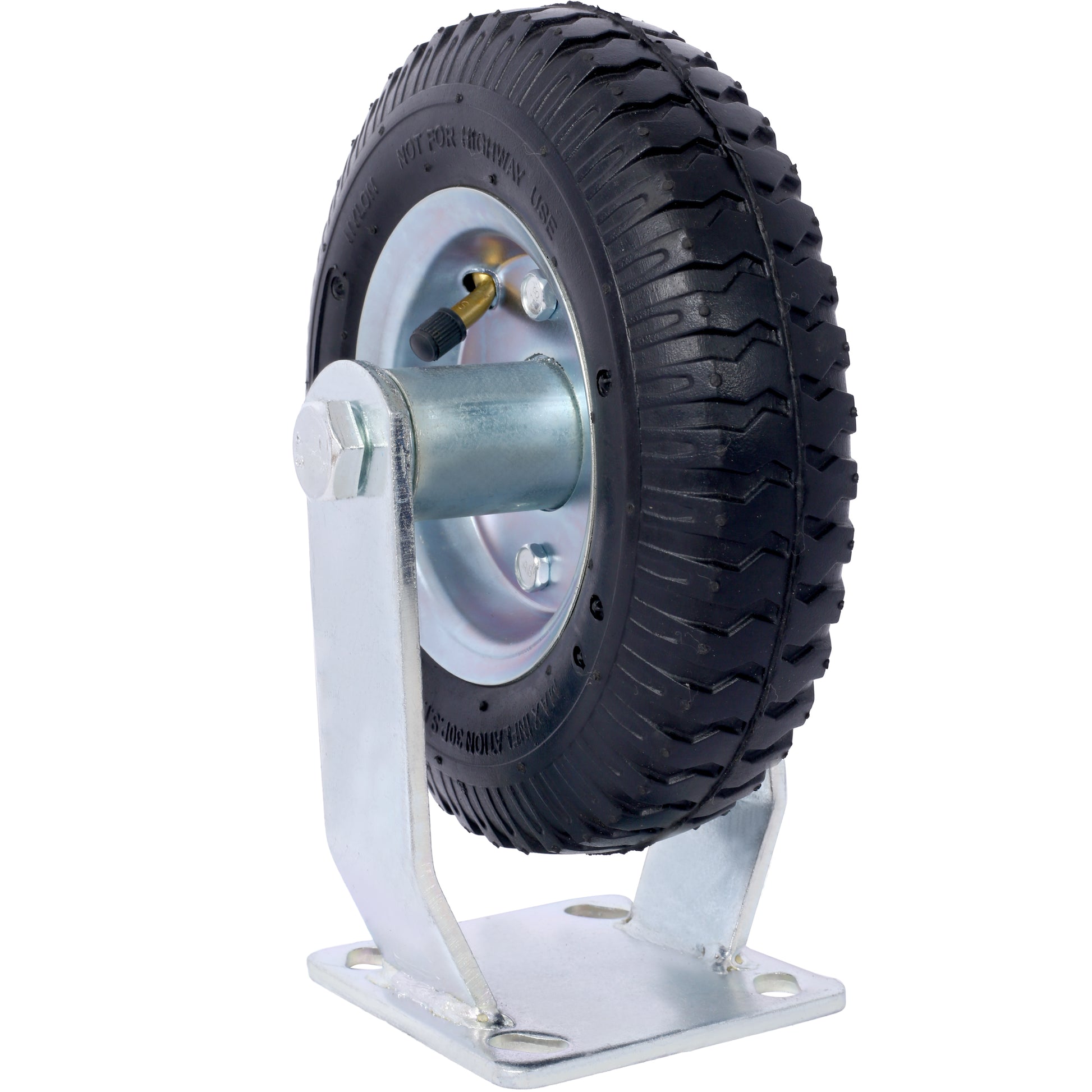 Heavy duty pneumatic caster wheel with deep tread for superior grip and load capacity