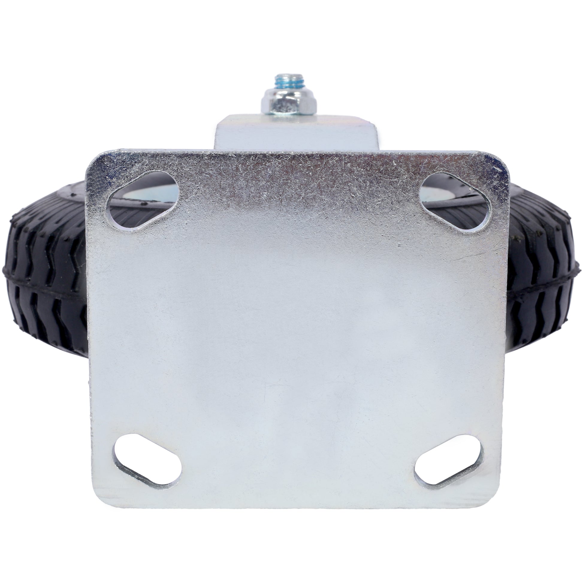 Heavyduty swivel caster with pneumatic rubber tire and galvanized steel mounting plate