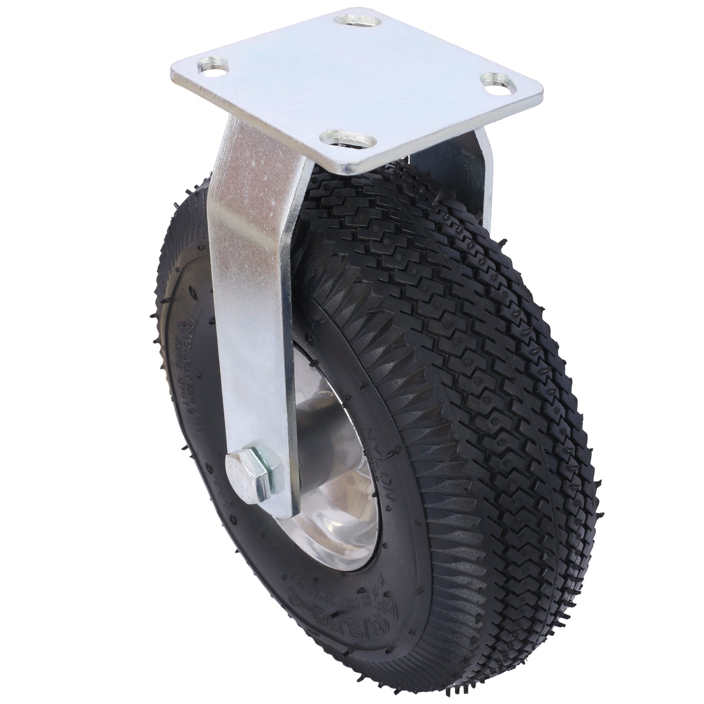Heavyduty pneumatic caster wheel with ribbed tread for outdoor use