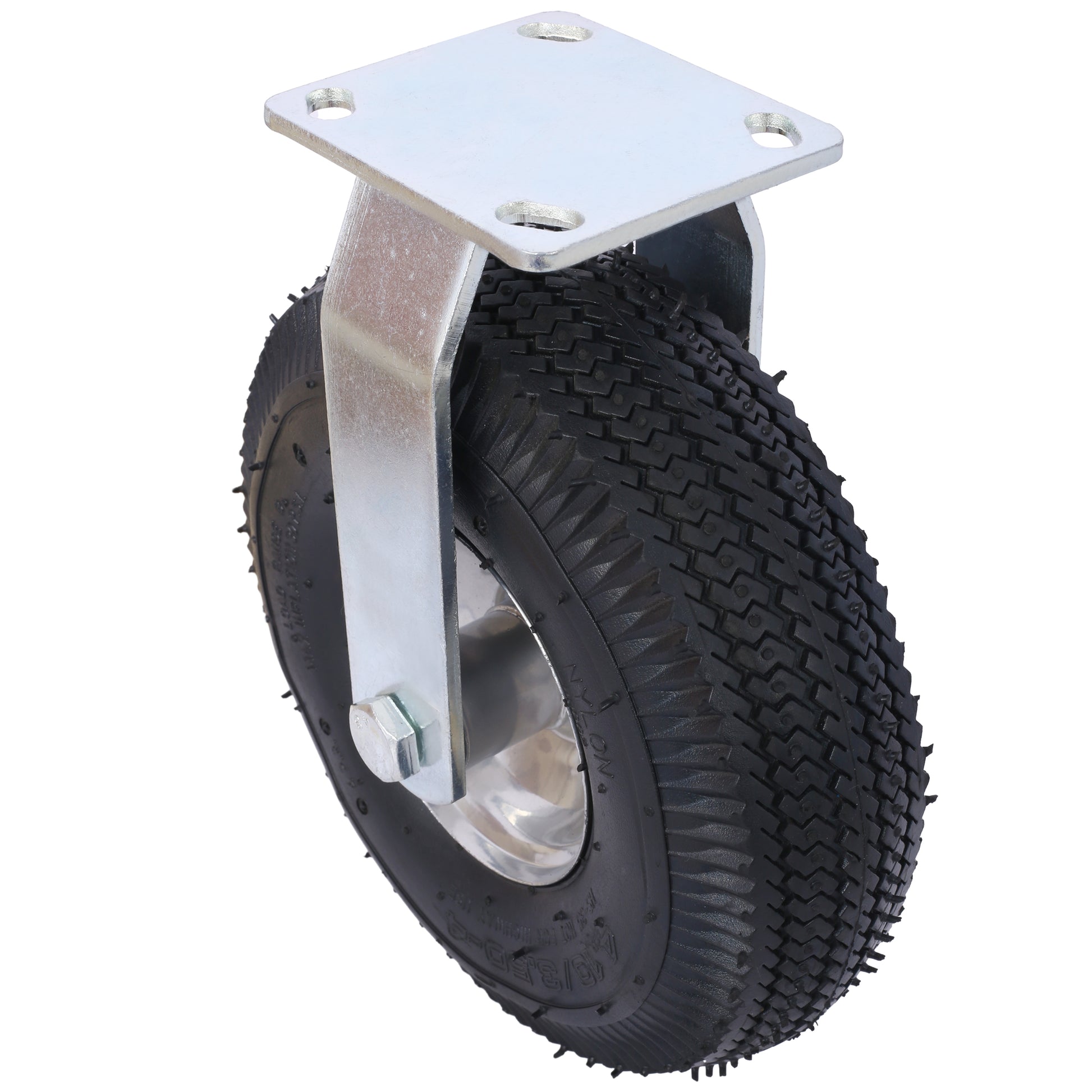Heavyduty pneumatic caster wheel with ribbed tread for outdoor use